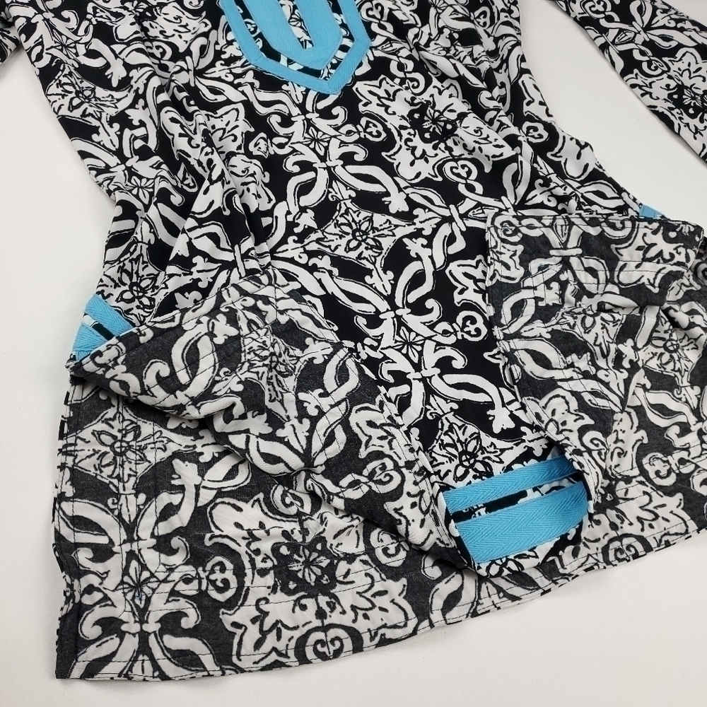 Island Republic Blk Wht Blue Boho Tunic Top Med - Picture 14 of 15